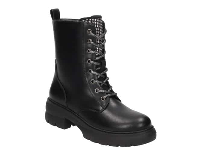 2TT0360203 2100 Black Pu Combat Boot