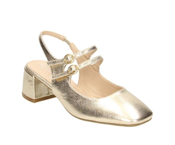 Step into the spotlight with the 2GY0281505 8500 Gold PU Mary Jane! This stunning shoe features a radiant gold finish that instantly elevates any outfit. With a mid-high block heel, it combines comfort and style, making it perfect for any occasion. Add a touch of glamour to your wardrobe with this must-have piece!