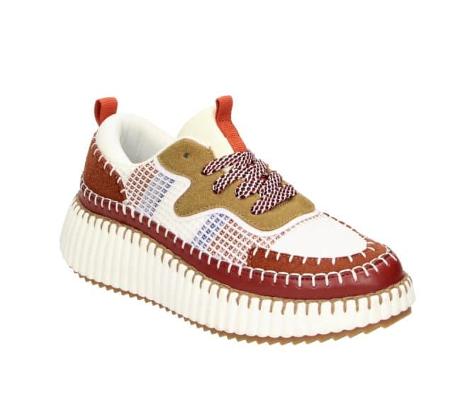 2BR0040101 6211 Bordeaux-White Textile Combi Sneaker