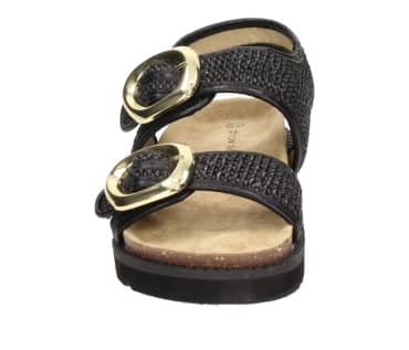 2WJ1460802 2100 Black PU Raffia Combo Sandal