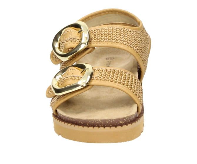 2WJ1460802 3200 Camel PU Raffia Combo Sandal