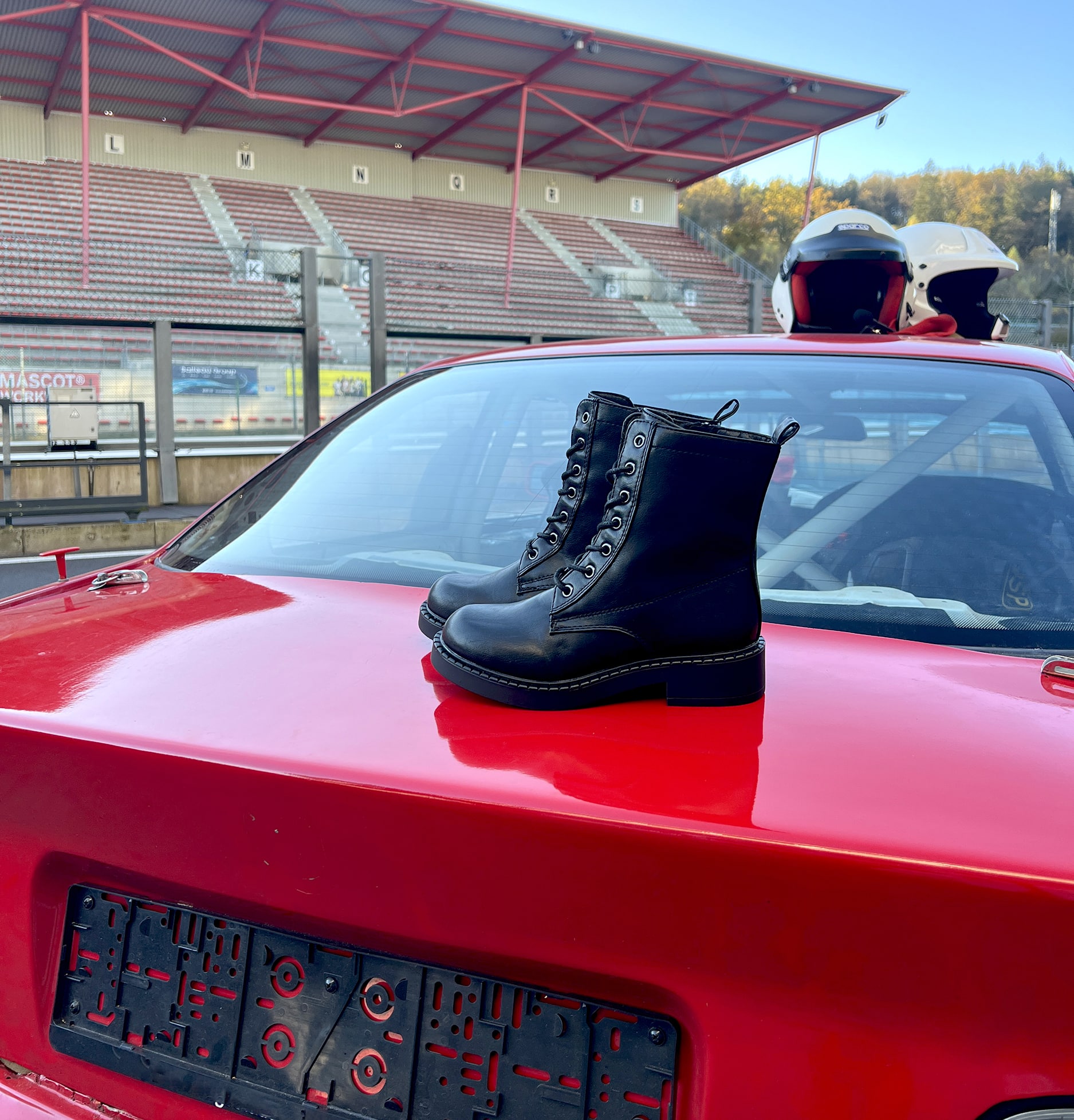 Boot Up For Race Day With Claudia Ghizzani Black Combat Biker Boot Leopard