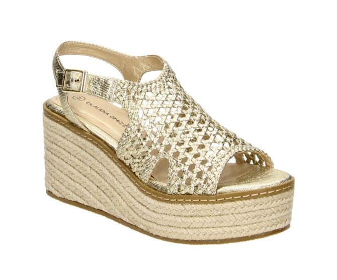 2AA2522203 8500 Gold PU Metallic Sandal Wedge