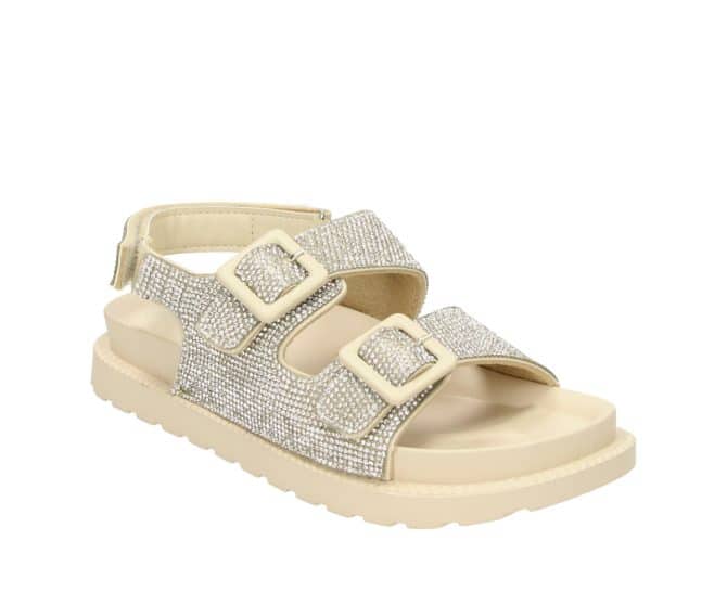 2PT0230901 4382 Beige-Silver PU Glitter Sandal