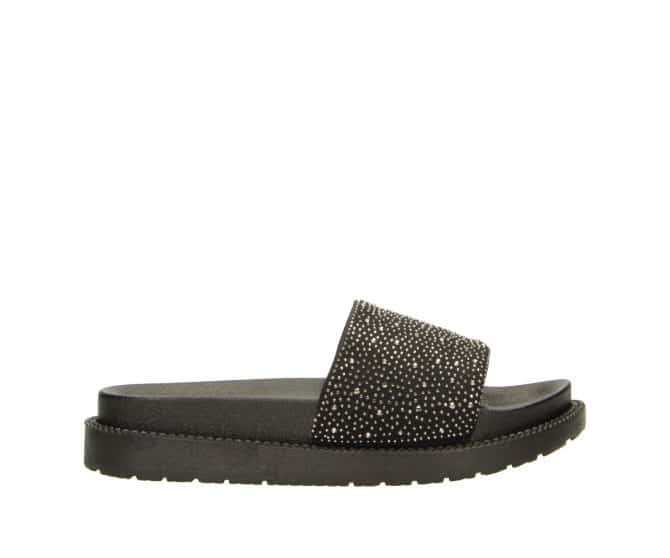 2PT0360701 2182 Black-Silver Textured MF Glitter Slide